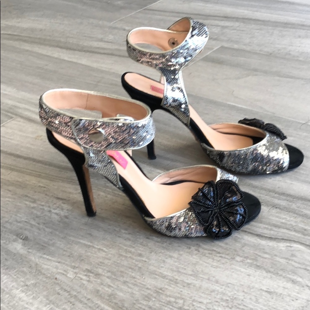 Sequin Flower Heels